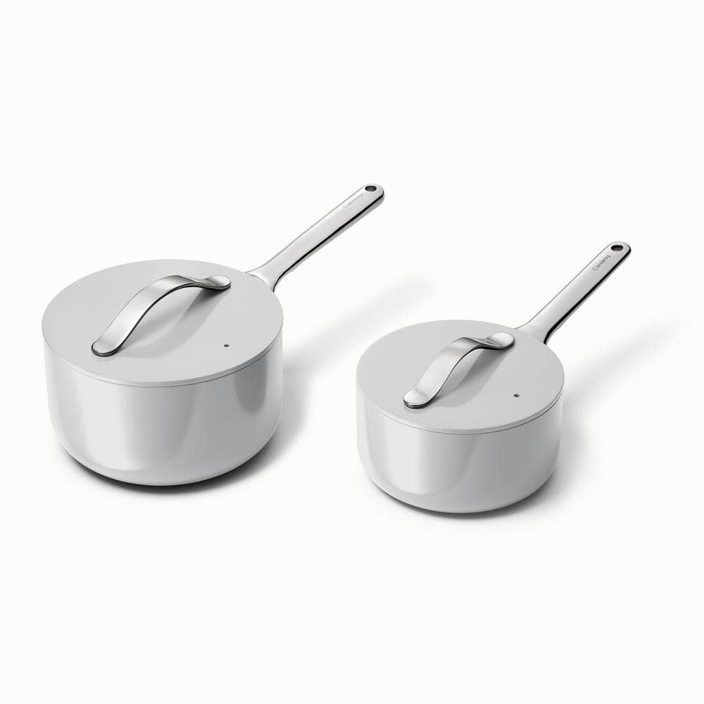 1.75 Quart White Ceramic Non-Stick Saucier with Lid