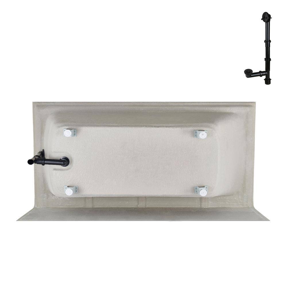 Glossy White Acrylic Alcove Bathtub with Matte Black Trim
