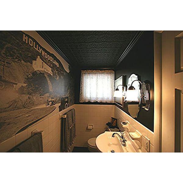 Global Specialty Products Dimensions Faux 24 in. x 48 in. Black Tin Style Ceiling and Wall Tiles