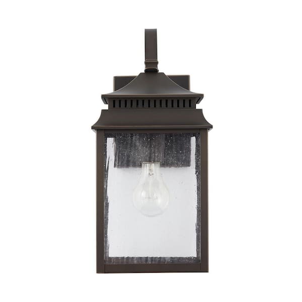 Capital Lighting Fixture Company Sutter Creek 15 in. Oiled Bronze Outdoor Hardwired Wall Lantern Sconce with Water Glass and No Bulbs Included
