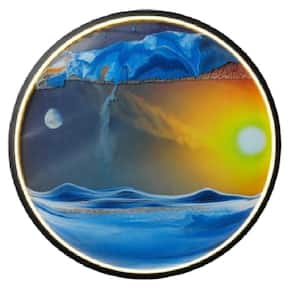 Framed with LED Light Illuminated Moving Sand Fantasy Wall Art 16.3 in. x 16.3 in. Blue