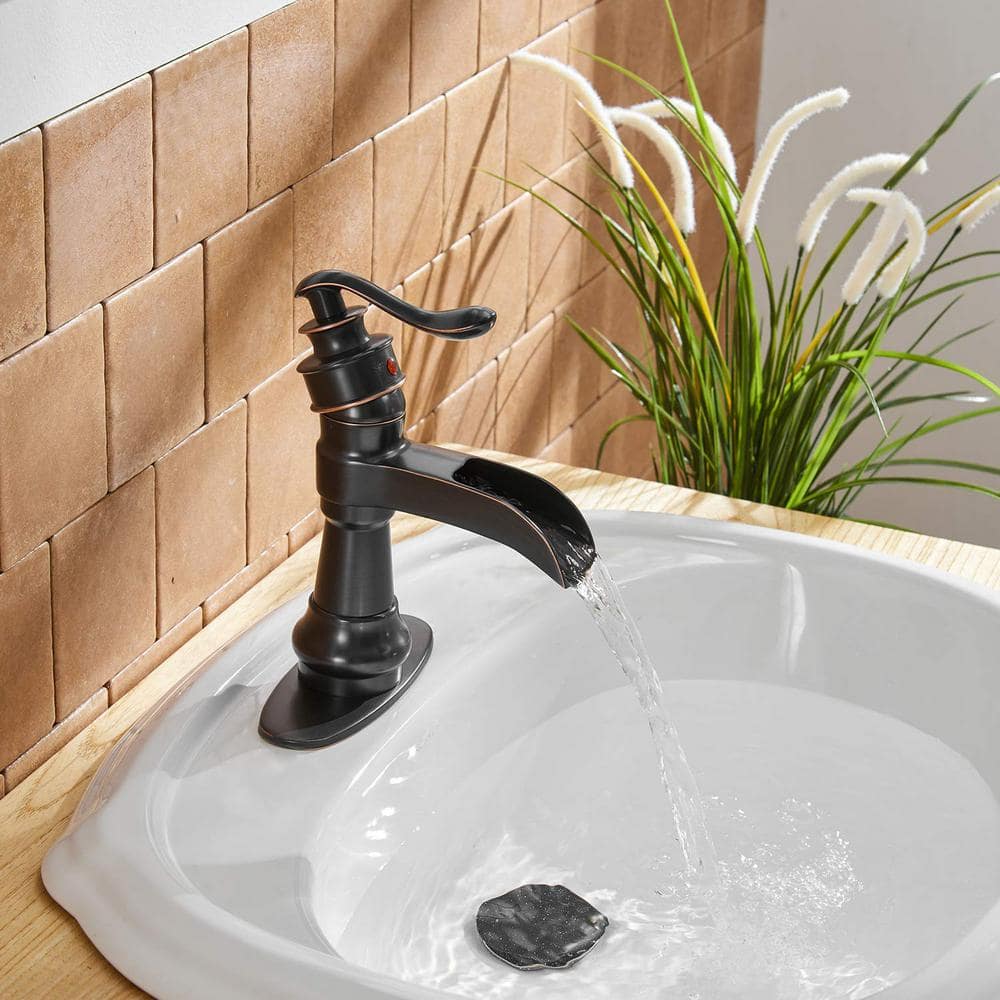 Oil Rubbed Bronze Single Handle Waterfall Bathroom Faucet