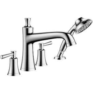 Joleena 2-Handle Deck Mount Roman Tub Faucet with Hand Shower in Chrome