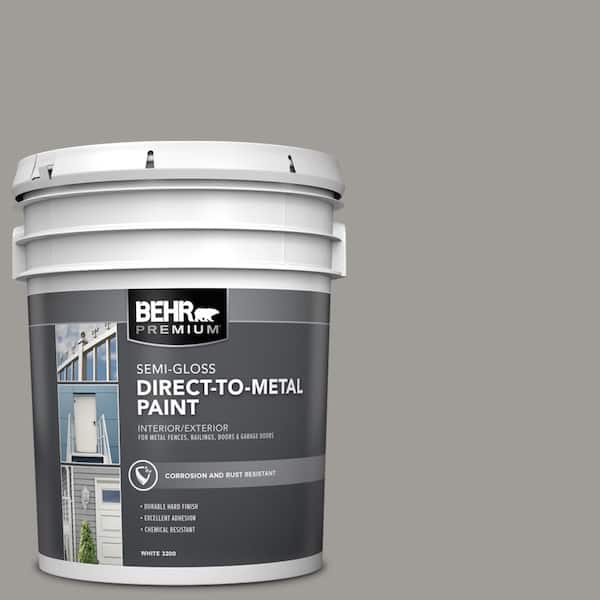BEHR PREMIUM 5 gal. #BNC-17 Casual Gray Semi-Gloss Direct to Metal Interior/Exterior Paint