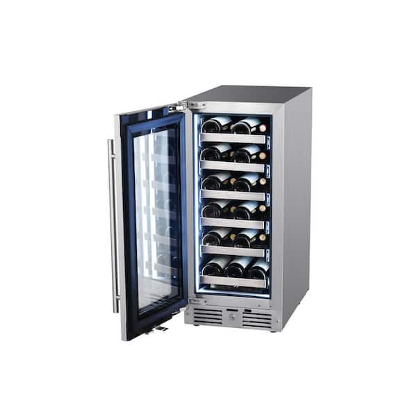 15 in. 23 Wine Bottles Wine Cooler in Stainless Steel