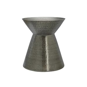 20 in. Silver Round Metal End Table