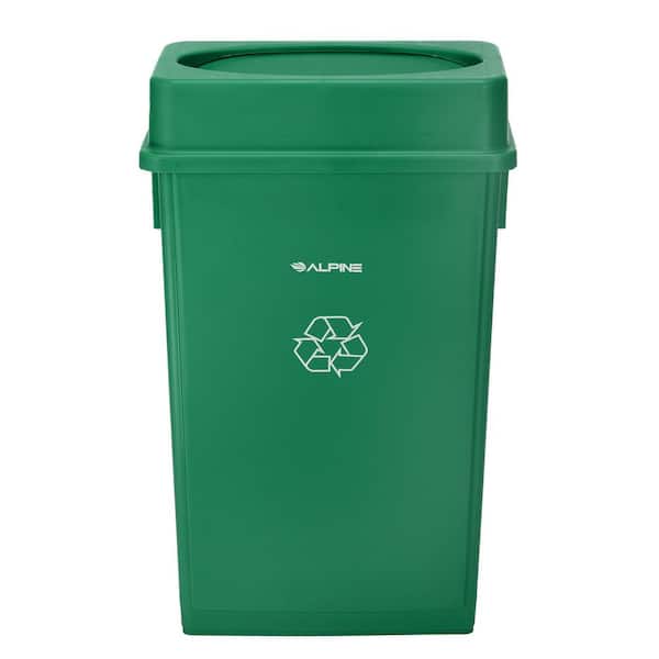 23 gal. Plastic Indoor Commercial Slim Trash Can with Drop Slot Lid, Green