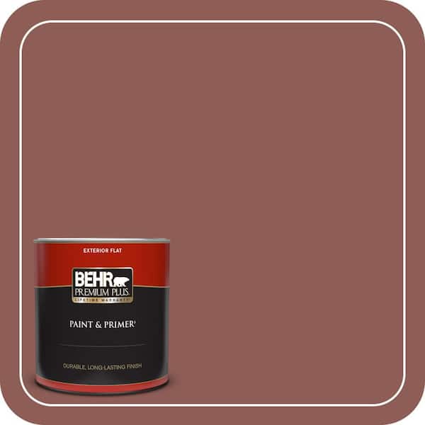 BEHR PREMIUM PLUS 1 qt. #190F-6 Bold Brick Flat Exterior Paint & Primer