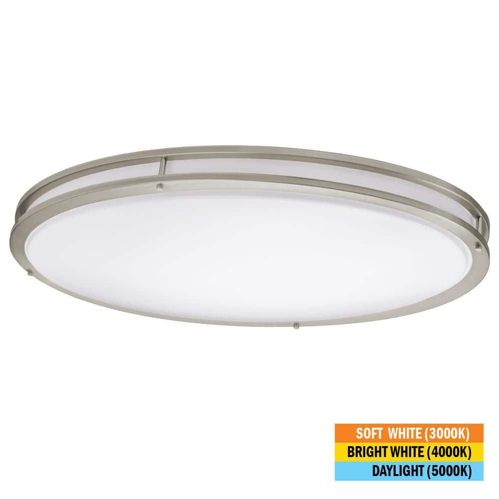 Orbit 32 in. Brushed Nickel Oval LED Flush Mount Ceiling Light 3000 Lumens 42W Adjustable CCT 120V Dimmable price history on PriceWatchPro