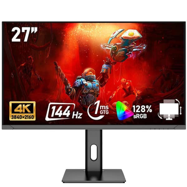 27-inch IPS Gaming Monitor w/ 4K UHD Resolution, 144Hz Refresh Rate, FreeSync, HDMI 2.1, DisplayPort, Height-Adjustable