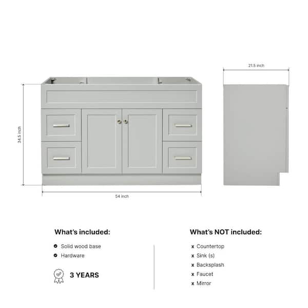 Hamlet 54 in. W x 21.5 in. D x 34.5 in. H Freestanding Bath Vanity Cabinet Only in Gray
