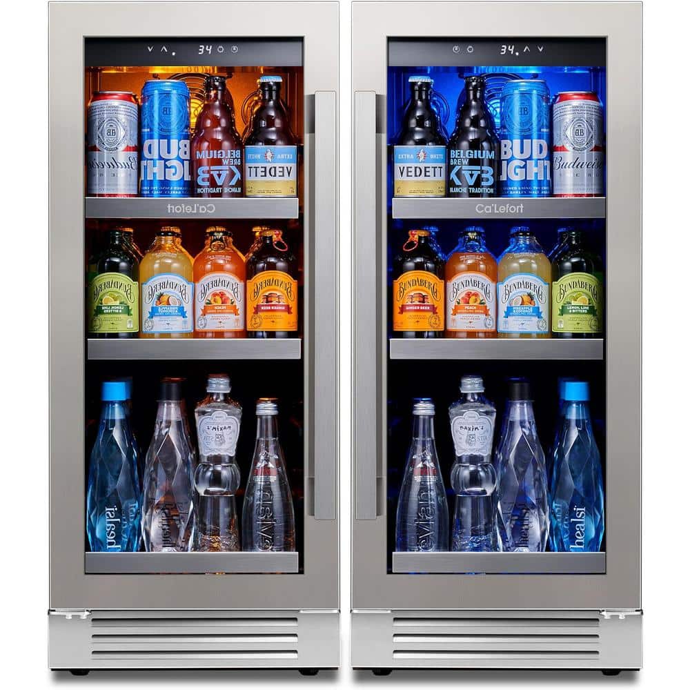 30 in. Dual Zone 200-Cans Beverage Cooler Built-In or Freestanding Fridge Side-by-Side Refrigerators Frost Free in Black
