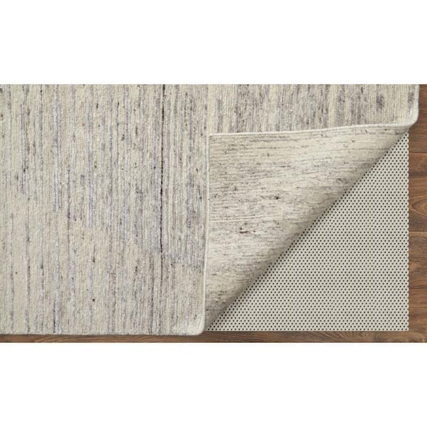 3 ft. x 5 ft. Ivory and Gray Abstract Hand Knotted Worn Faded Area Rug