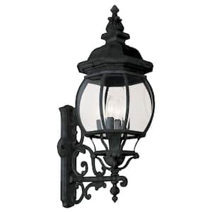 Francisco 29.5 in. 4-Light Black Coach Outdoor Wall Light Fixture with Clear Glass