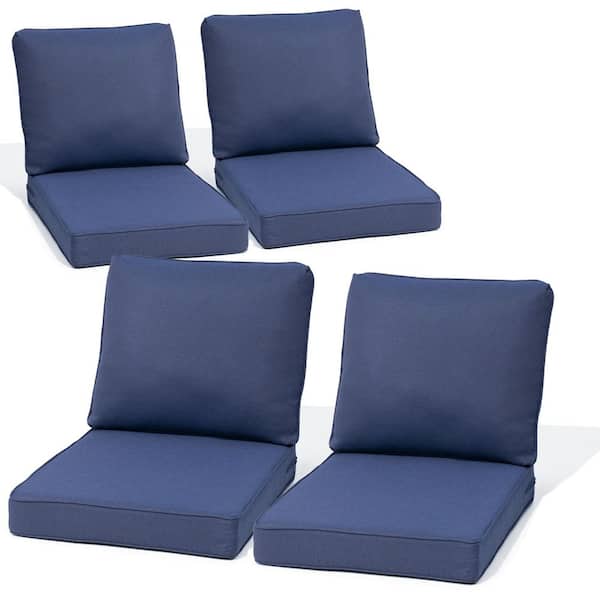 27.6 in. x 24.4 in. 4-Piece Outdoor Deep Seat Cushion for Patio Sofa and Couch in Midnight Blue