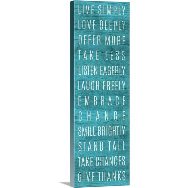 GreatBigCanvas 12 in. x 36 in. "Live Simply Teal" by SD Graphics Studio Canvas Wall Art