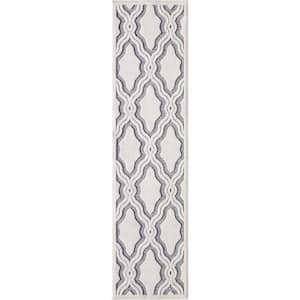 Cotton Blossom Gray Indoor/Outdoor 2 ft. x 8 ft. Area Rug
