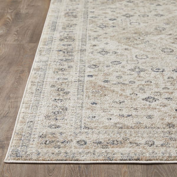 Kehleigh Abrem Blue 6 ft. 7 in. x 9 ft. 2 in. Oriental Polypropylene Indoor Area Rug