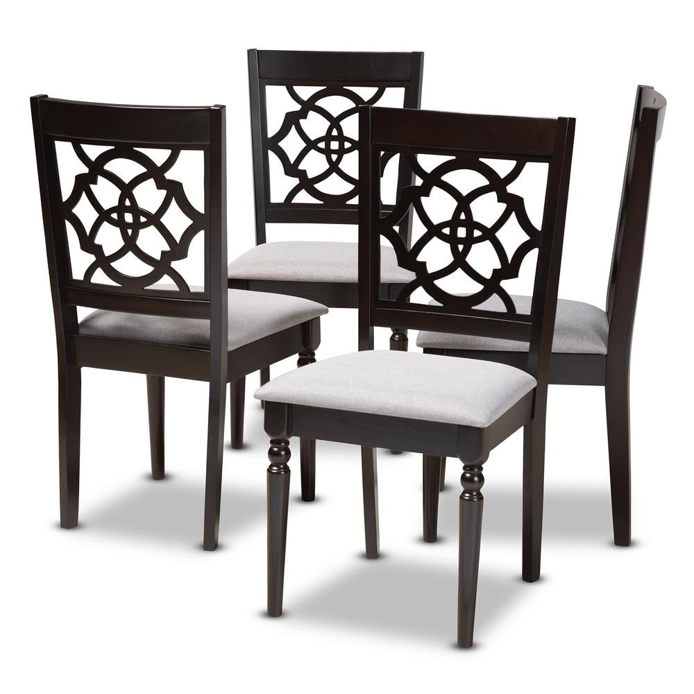 Renaud Gray and Espresso Fabric Dining Chair (Set of 4) -  Baxton Studio, 157-9730-HD