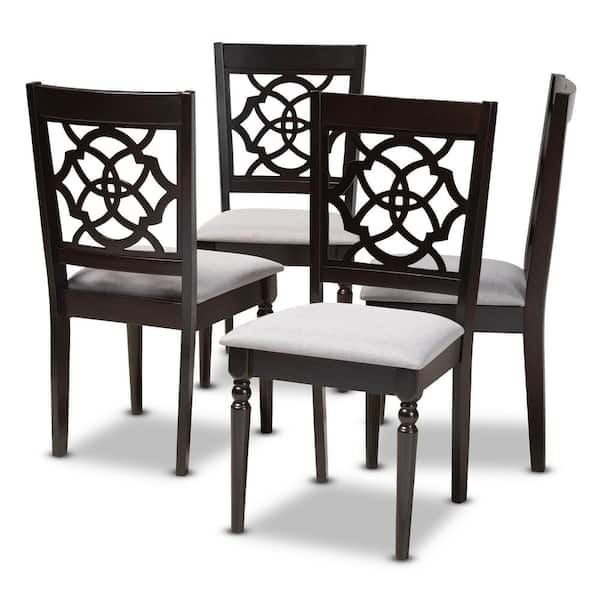 Baxton Studio Renaud Gray and Espresso Fabric Dining Chair (Set of 4)