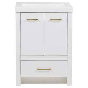 Hertford 25 in. W x 19 in. D x 34 in. H Single Sink Freestanding Bath Vanity in White with White Cultured Marble Top