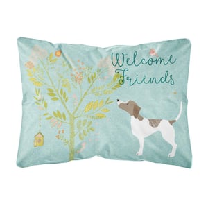 12 in. x 16 in. Multi-Color Lumbar Outdoor Throw Pillow Welcome Friends Pointer