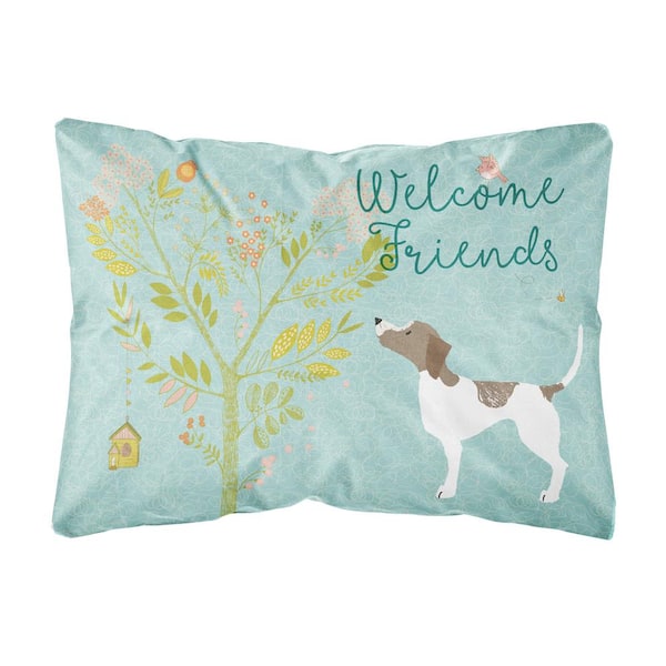 Caroline's Treasures 12 in. x 16 in. Multi-Color Lumbar Outdoor Throw Pillow Welcome Friends Pointer