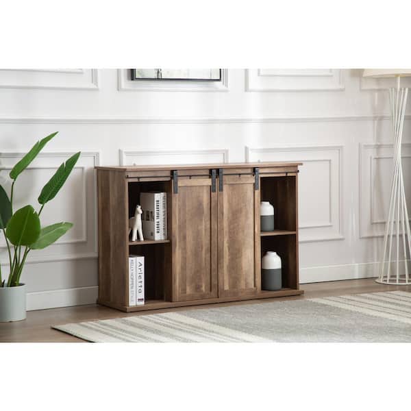 With Storage Doors Natural Wood Tv Stand Fits Tvs Up To 50 In Details about   Weston 47 In 