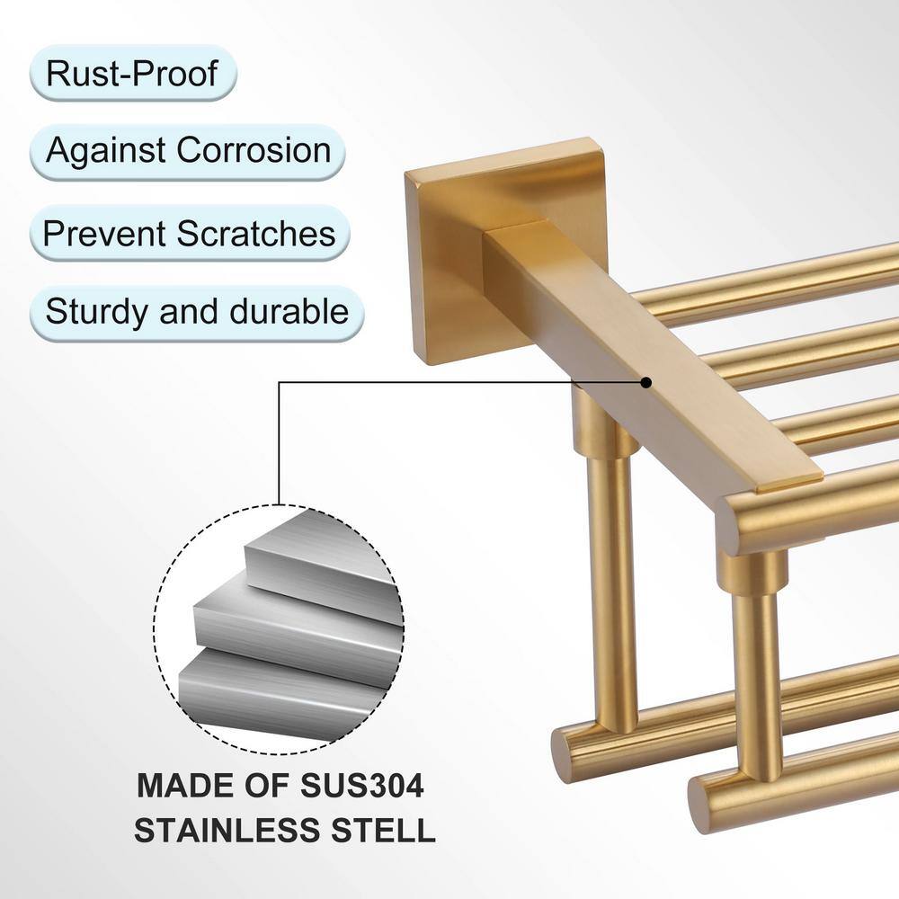 24-Inch Brushed Gold Stainless Steel Double Towel Bar