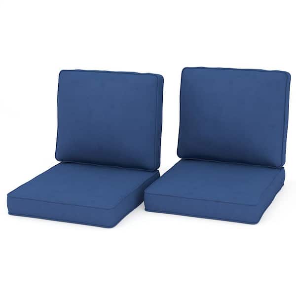 23 in. x 24 in. 2-Piece Deep Seating Outdoor Lounge Chair Cushion Set in Blue