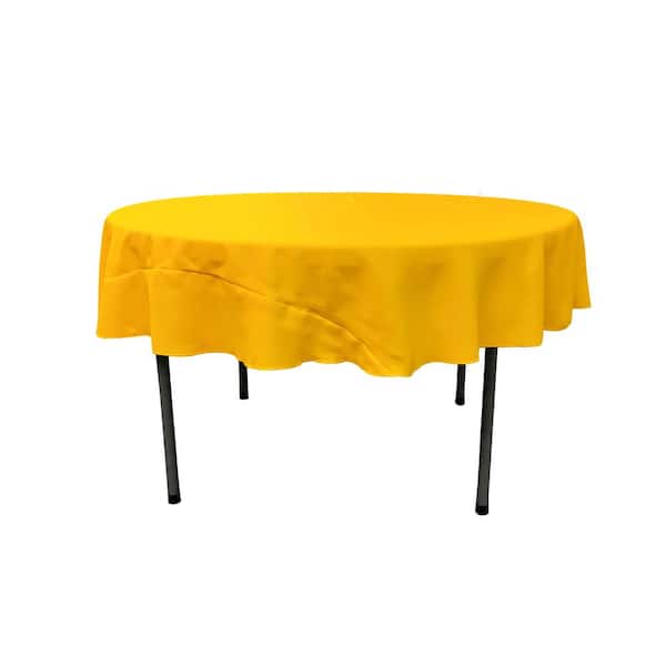 LA Linen Dark Yellow 72 in. Round Polyester Poplin Tablecloth