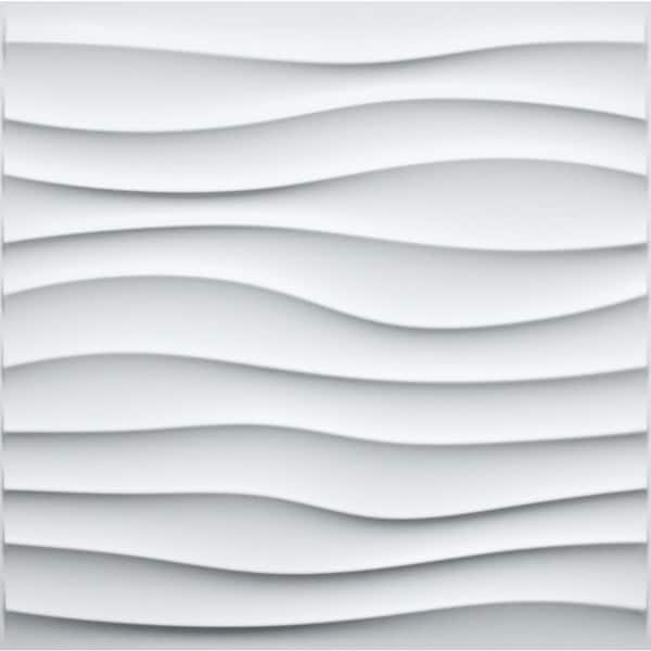 Dundee Deco Falkirk Ross 2/25 in. x 19.7 in. x 19.7 in. White PVC Wave 3D Decorative Wall Panel 10-Pack