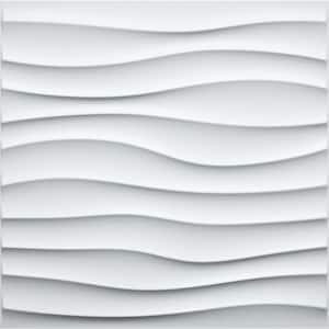 Falkirk Ross 2/25 in. x 19.7 in. x 19.7 in. White PVC Wave 3D Decorative Wall Panel