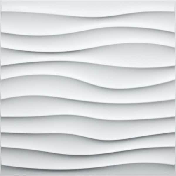Falkirk Ross 2/25 in. x 19.7 in. x 19.7 in. White PVC Wave 3D Decorative Wall Panel