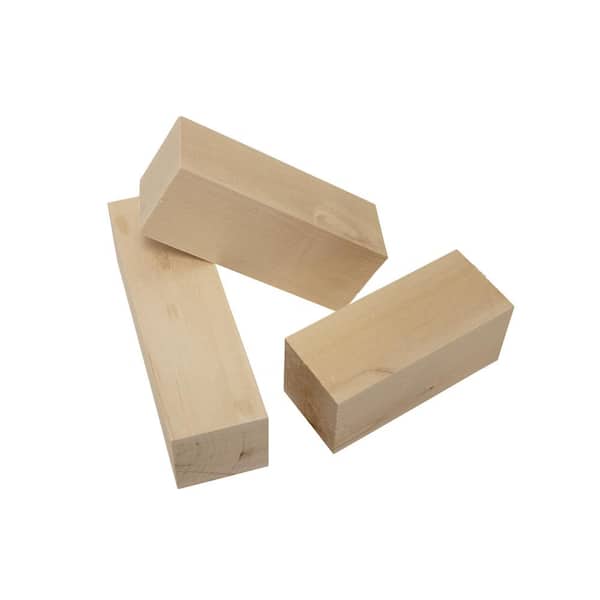 Walnut Hollow 2 in. x 2 in. x 1 ft. Assorted Basswood Carving Hardwood Board Blocks (3-Pack)