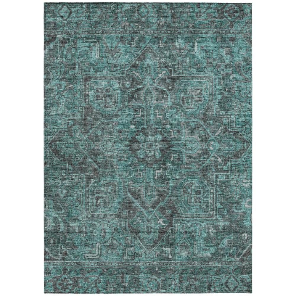 Turquoise 9 ft. x 12 ft. Woven Oriental Rectangle Indoor/Outdoor Area Rug price history on PriceWatchPro