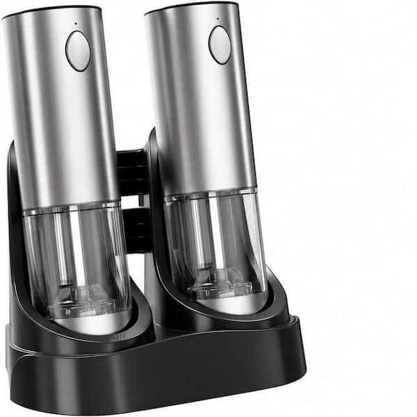 Electric Salt and Pepper Grinder Set with 95ml Capacity, Adjustable Coarseness, Stainless Steel Automatic Mill