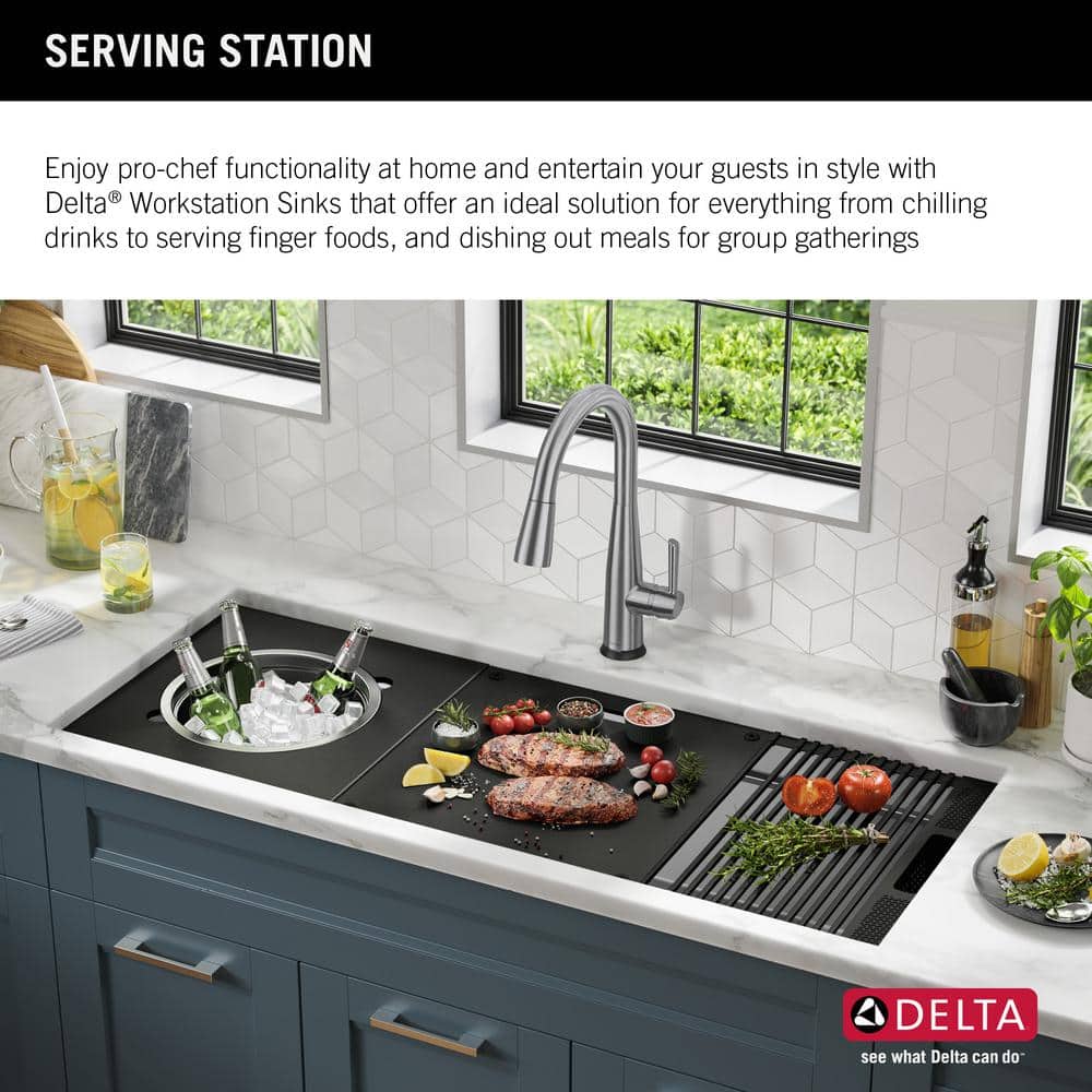 Delta Rivet 45" Stainless Steel Undermount Workstation Kitchen Sink