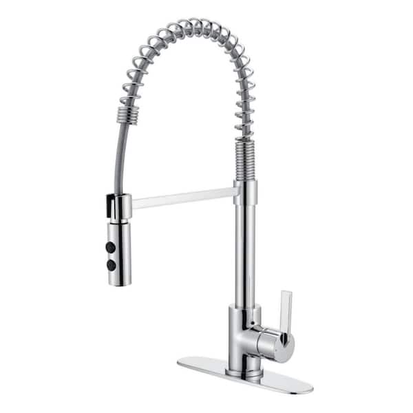 Ultra Faucets Euro Spring Single Handle Pull-Down Sprayer Kitchen Faucet with Accessories Rust and Spot Resist in Polished Chrome