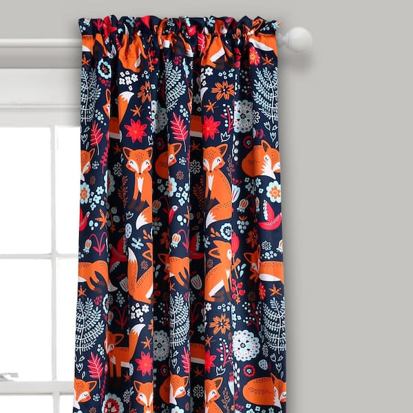 Lush Decor Navy Animal Print Rod Pocket Room Darkening Curtain - 52 in. W x  84 in. L (Set of 2) 16T001679 - The Home Depot