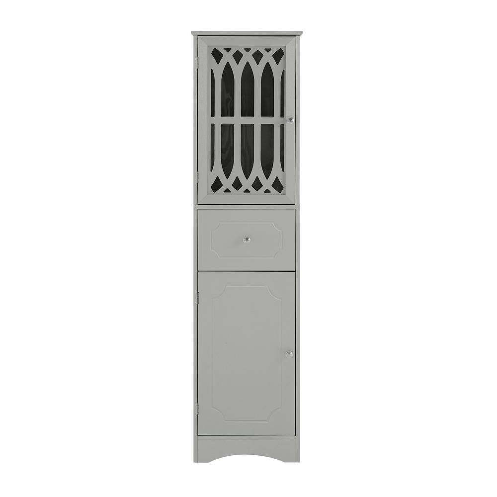Modern 16.5 in. W x 14.2 in. D x 63.8 in. H Gray Linen Cabinet Tall and Wid