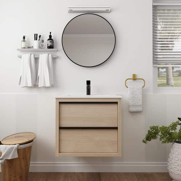 IDEAGLE 24 in. W x 18 in. D x 21 in. H Freestanding Oak Floating