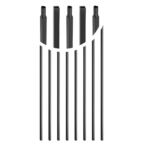 6 in. H x 45 in. W Satin Black Wrought Iron Stair Railing Kit 30-Pack Hollow Straight Metal Balusters Aluminum
