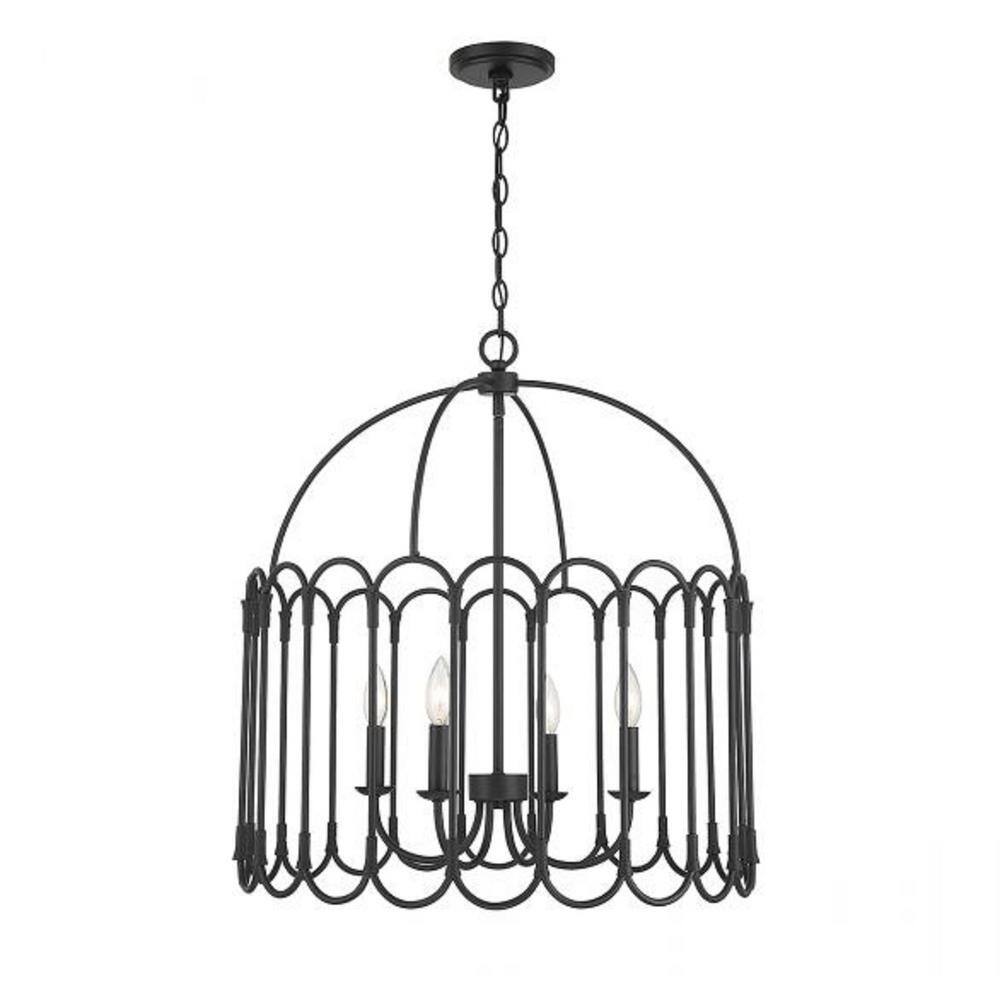 TUXEDO PARK LIGHTING 24 in. W x 26 in. H 4-Light Matte Black Statement ...