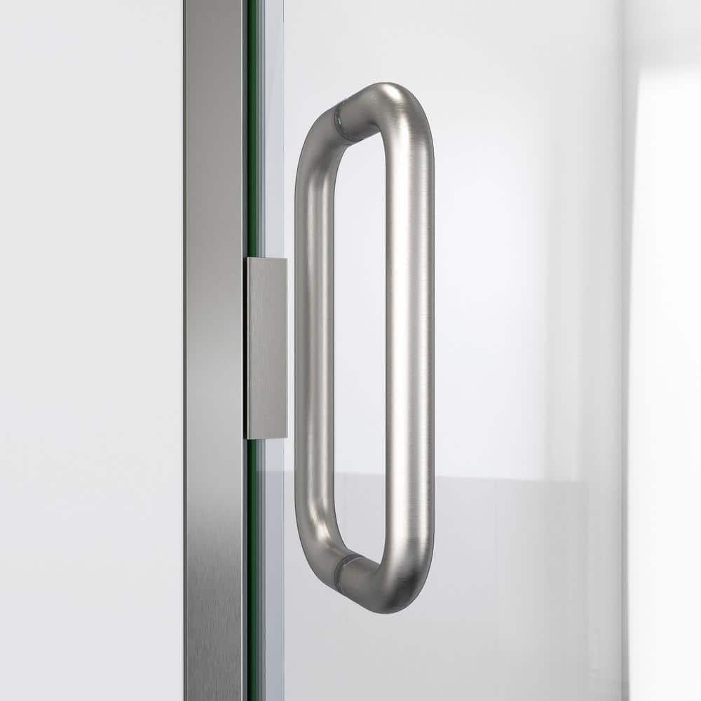 Brushed Nickel Semi-Frameless Swing Shower Door with Clear Glass