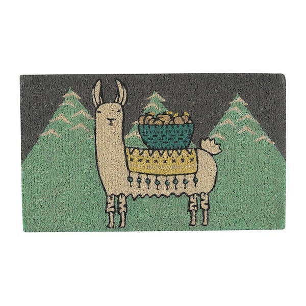 NOW Designs 30x18 Natural Fiber Outdoor Decorative Welcome Doormat, Llamarama