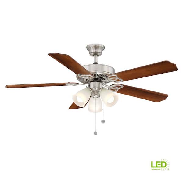 PRIVATE BRAND UNBRANDED Brookhurst 52 in. LED Indoor Brushed Nickel Ceiling Fan with Light Kit