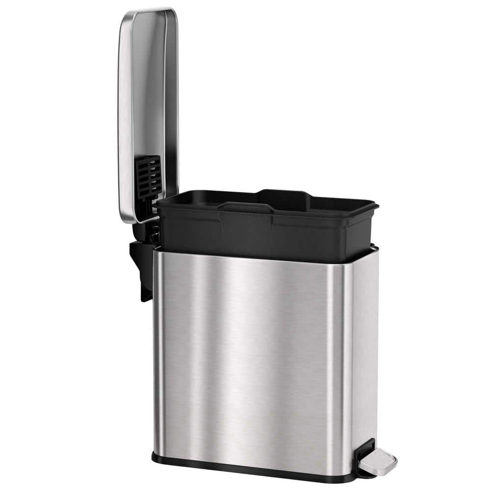 Slim Brushed Stainless Steel 3-Gallon Step Trash Can