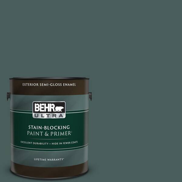 BEHR ULTRA 1 gal. #N430-7 Silken Pine Semi-Gloss Enamel Exterior Paint & Primer