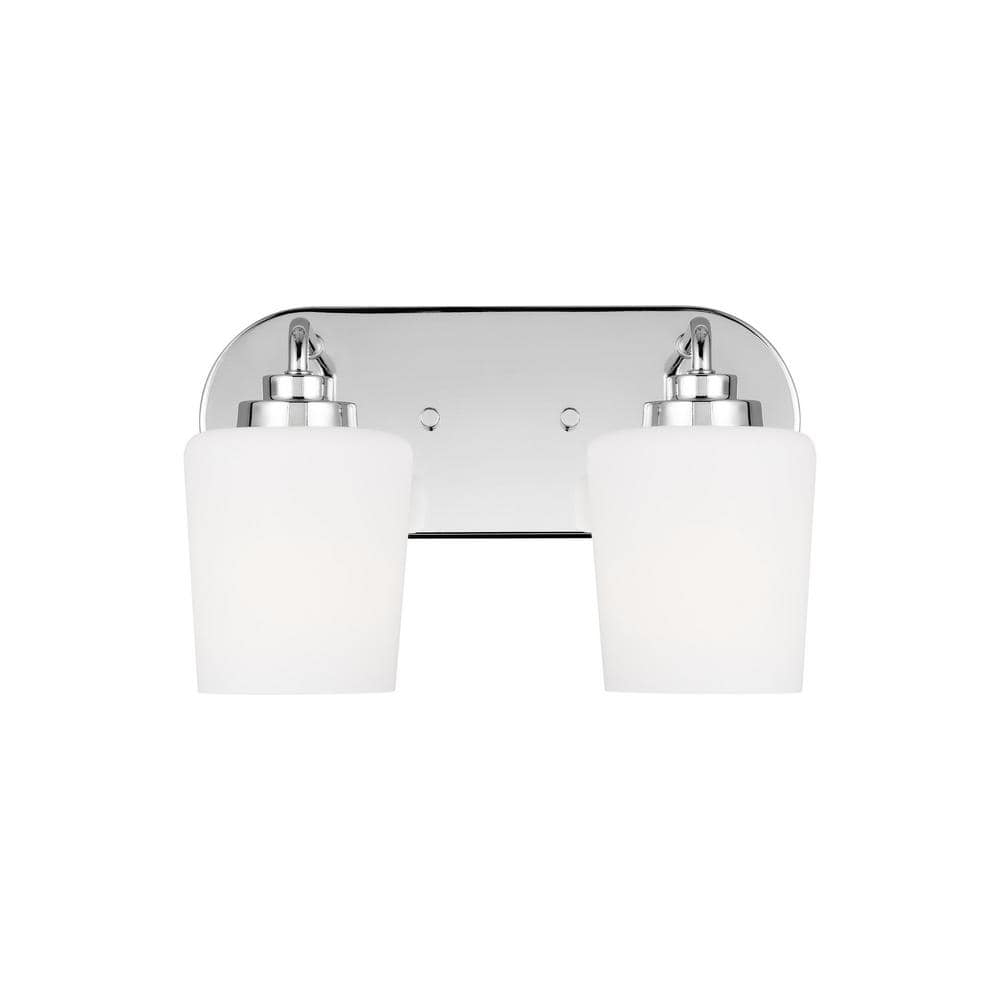 Elegance Chrome 2-Light Vanity with Etched White Glass Shade